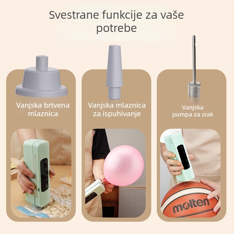 Mini bežični vakuumski zatvarač za kućnu uporabu, punjiva, za vakuumske vrećice hrane, kuhinjski uređaj za pakiranje