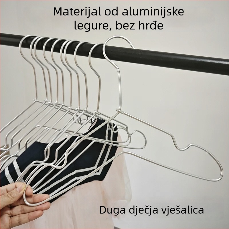 Vješalice za dječju odjeću od aluminijske legure s dugačkim kukom, protuklizne