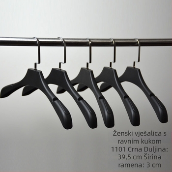 Crna mat plastična vješalica za odjeću, debela, protuklizna, bez šavova, prilagodljiva