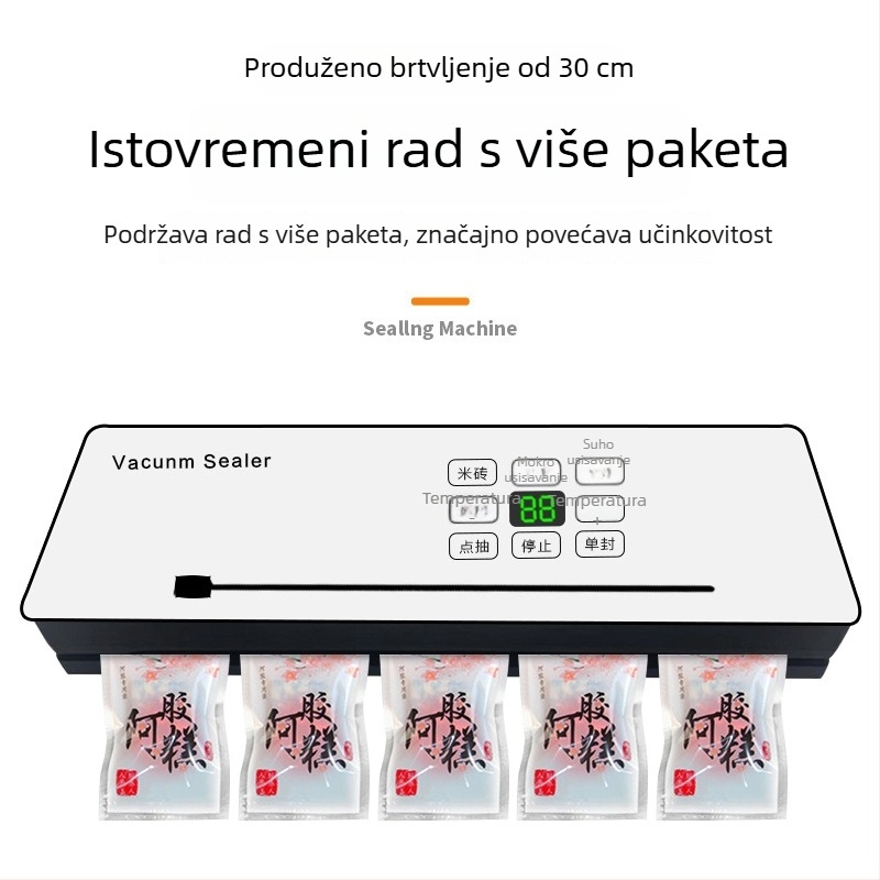 Kućni kompaktni vakuumski zatvarač s podesivom temperaturom, integriranom vakuumpumpom i plastičnim zatvaranjem