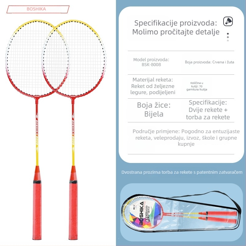 Boshika badminton raketa za početnike – komplet od dvije rakete za učenike