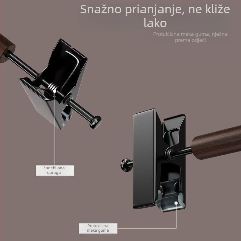 Drvena vješalica za hlače s klipsama, za kućnu upotrebu, protuklizne klipse za hlače i suknje
