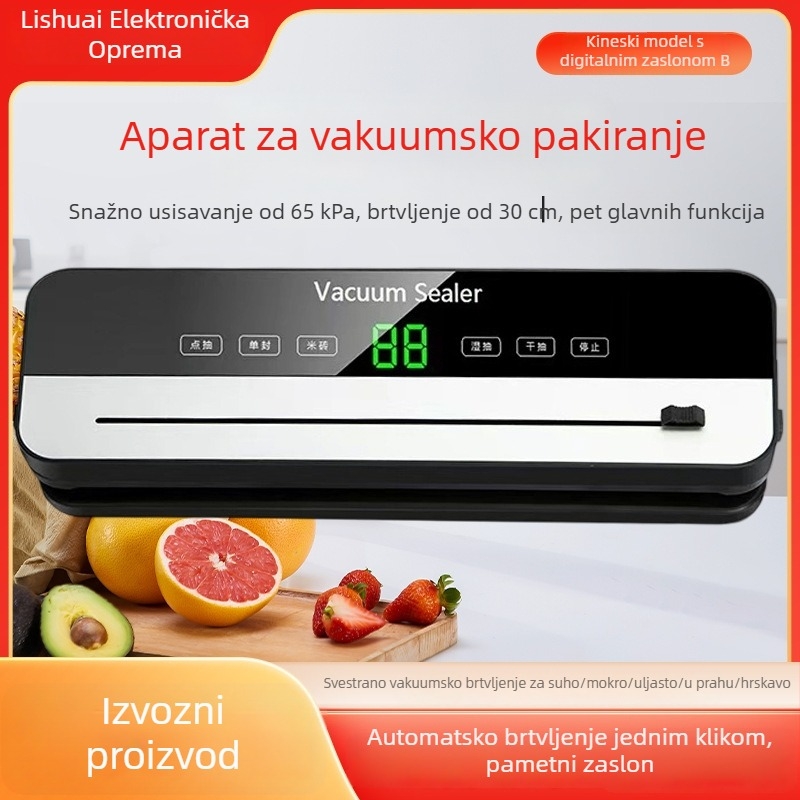 Kompaktni vakuumski stroj za pakiranje hrane s digitalnim zaslonom, automatsko vakuumiranje