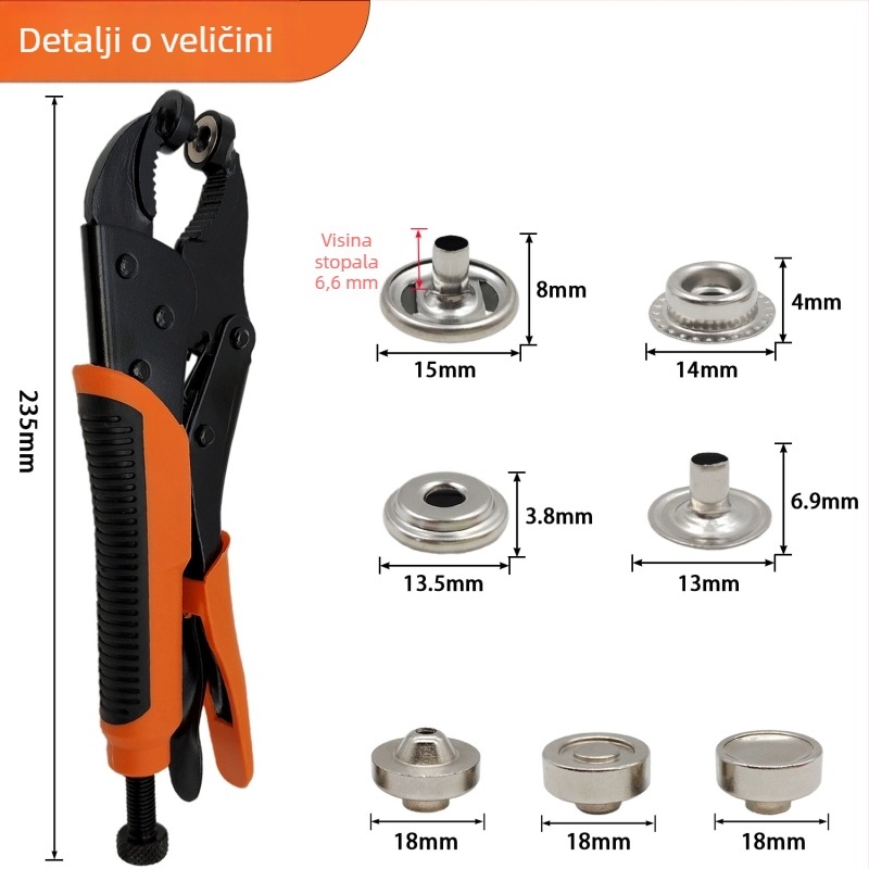 Set od 100 alata za ugradnju metalnih kopči za šatore, platno i cerade, velike bijele kopče od nehrđajućeg čelika 201