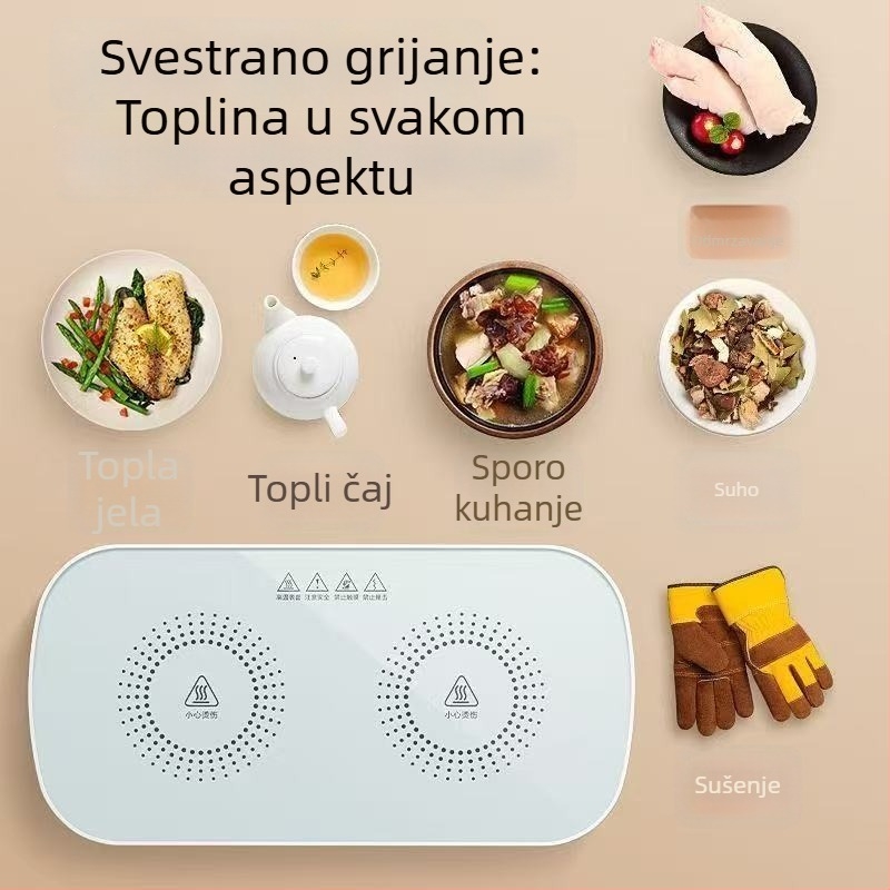 Električna grijana daska za posluživanje sa silikonskom površinom, 36W, podloga za stol s kontroliranom temperaturom