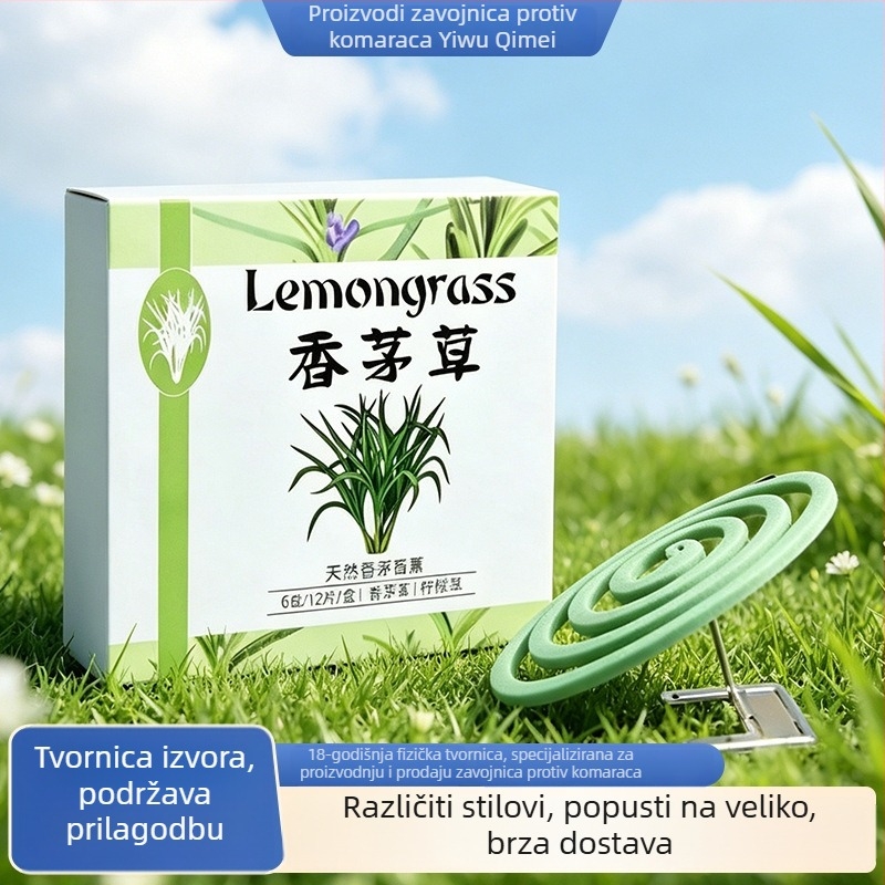 Biljni repelent protiv komaraca na bazi limunske trave, za unutarnju i vanjsku upotrebu, spiralno kadilo, netoksičan