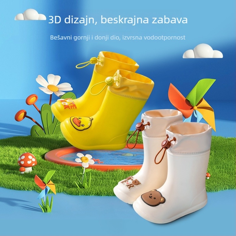 Dječje čizme za kišu, unisex, srednje visine, protuklizne, vodootporne, EVA gornji dio, dizajn životinja