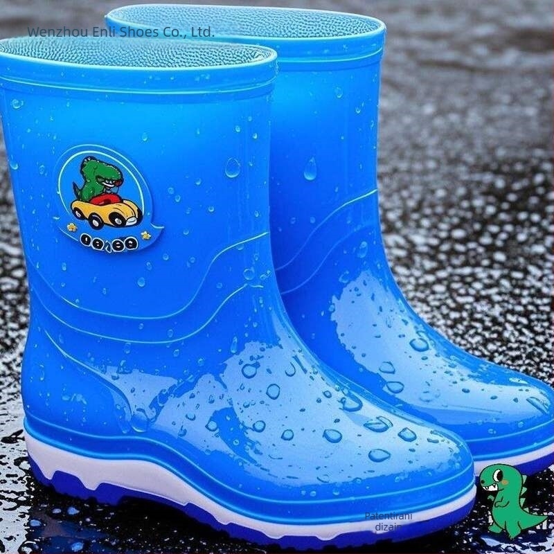 Dječje kišne čizme s dinosaurskim motivom, podstavljene flisom, protuklizne, mekana guma, unisex
