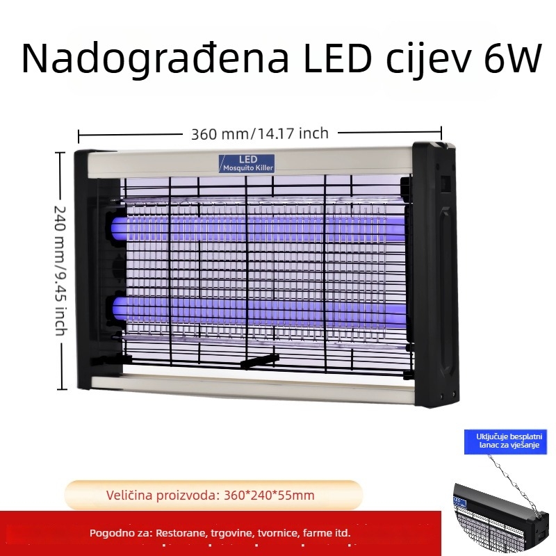Unutarnja LED lampa za ubijanje komaraca s ljubičastim svjetlom, biomimetska automatska zamka