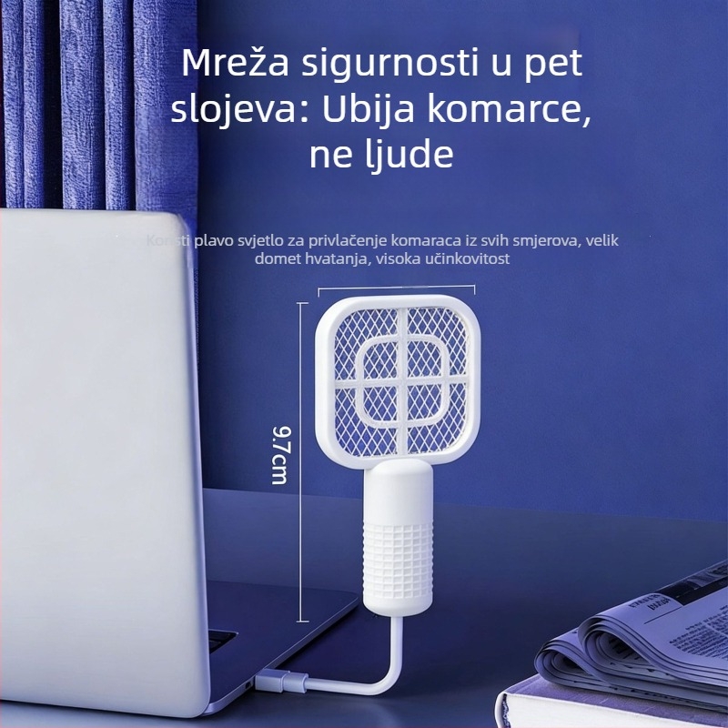 Električna lopata za komarce i UV lampu za hvatanje, USB priključak, kompaktno višefunkcionalno za vanjsku upotrebu, automobil i kampiranje