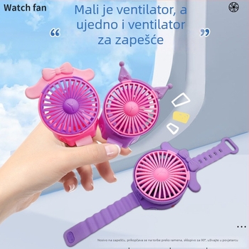 Slatki ručni ventilator s mačjim ušima — prenosni mini, tih, za ljeto, idealan za učenike