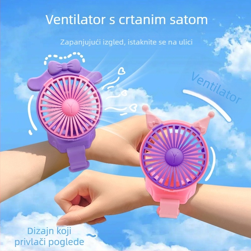 Slatki ručni ventilator s mačjim ušima — prenosni mini, tih, za ljeto, idealan za učenike