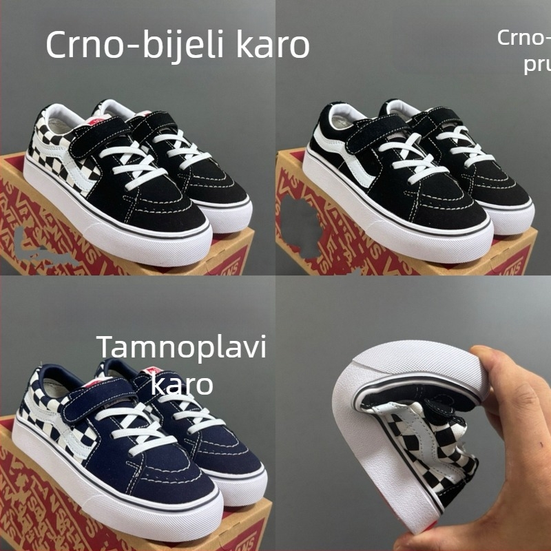 Dječje tenisice od platna s Velcro zatvaračem, debela gumena potplata, casual vintage stil, unisex