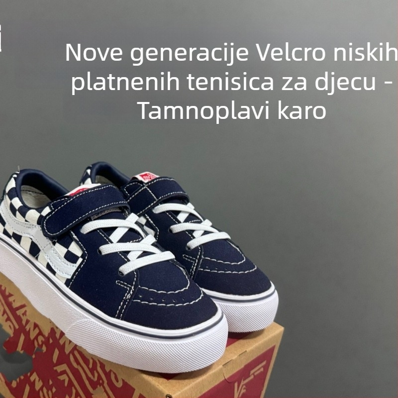 Dječje tenisice od platna s Velcro zatvaračem, debela gumena potplata, casual vintage stil, unisex