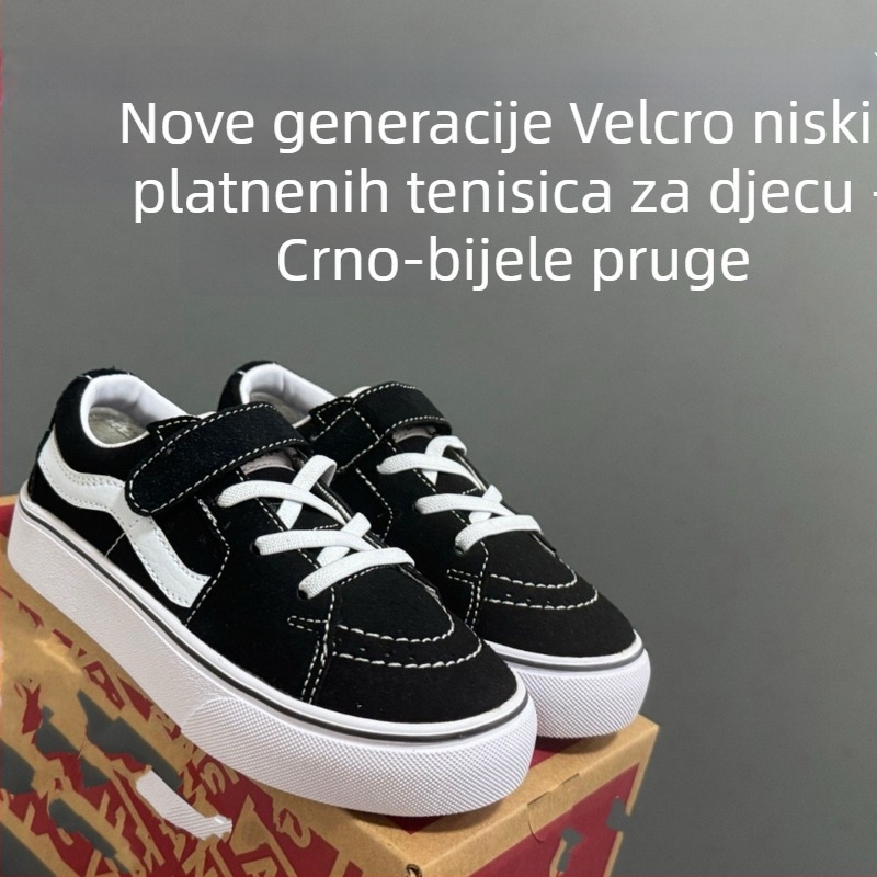 Dječje tenisice od platna s Velcro zatvaračem, debela gumena potplata, casual vintage stil, unisex