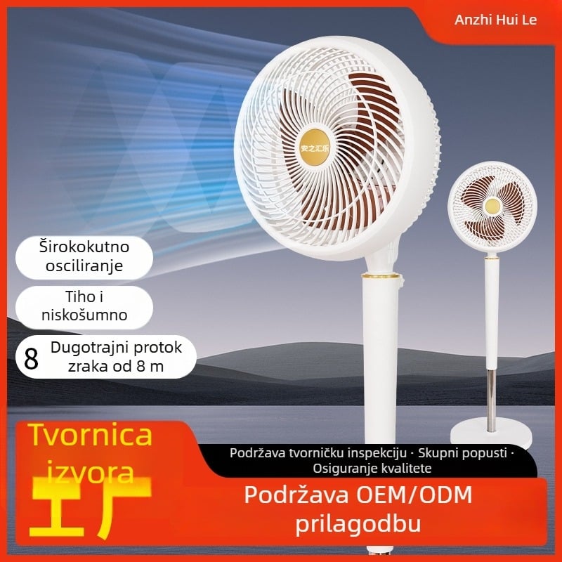 Kućni ventilator za cirkulaciju zraka, uspravni stojeći ventilator, 3 brzine, niski nivo buke