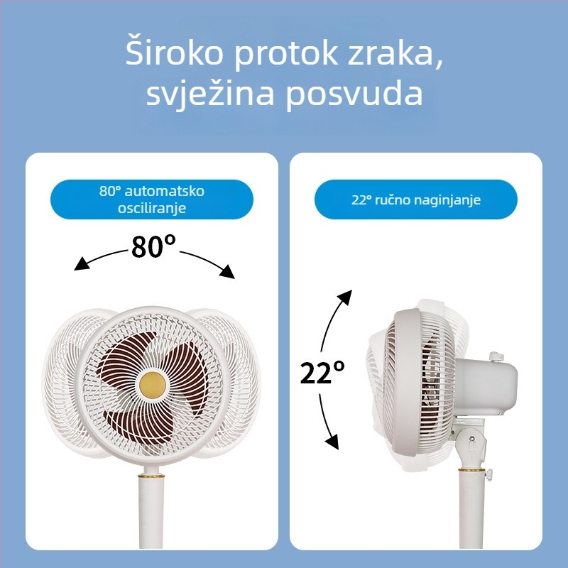 Kućni ventilator za cirkulaciju zraka, uspravni stojeći ventilator, 3 brzine, niski nivo buke