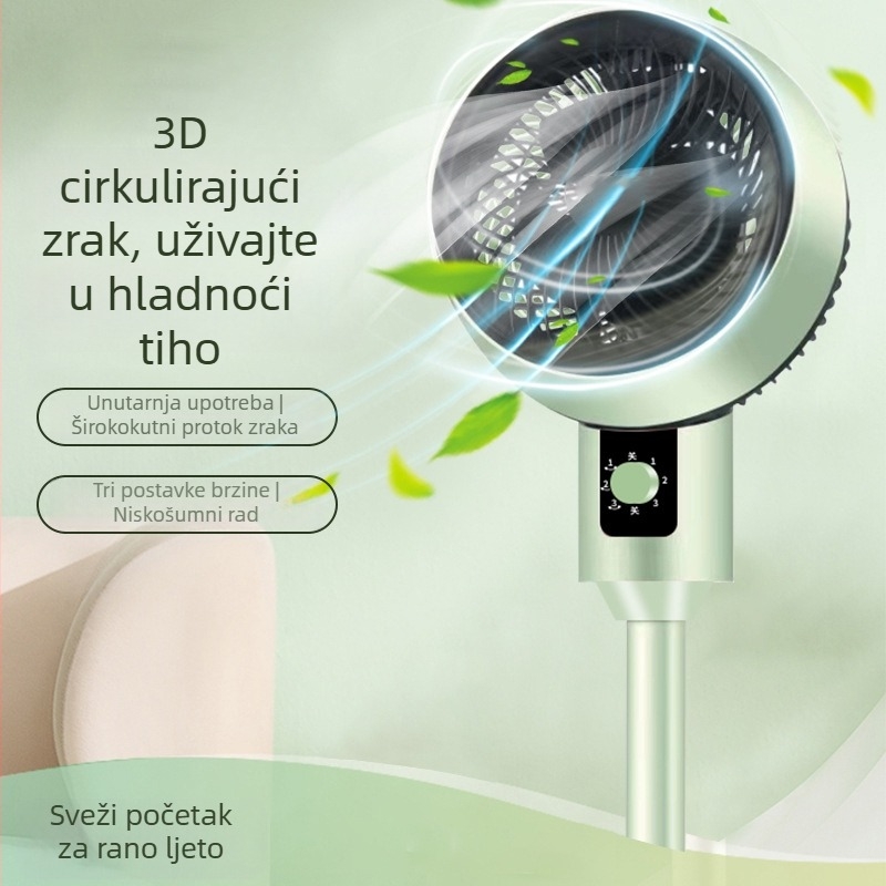 Ventilator za cirkulaciju zraka s 3D oscilacijom, stojeći konvekcijski ventilator za kućnu upotrebu i studentski dom