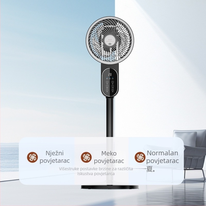 Ventilator za cirkulaciju s glasovnim upravljanjem, aromaterapijski uređaj, 8-smjernog pokreta glave, za stol i pod, tih, pearl bijela