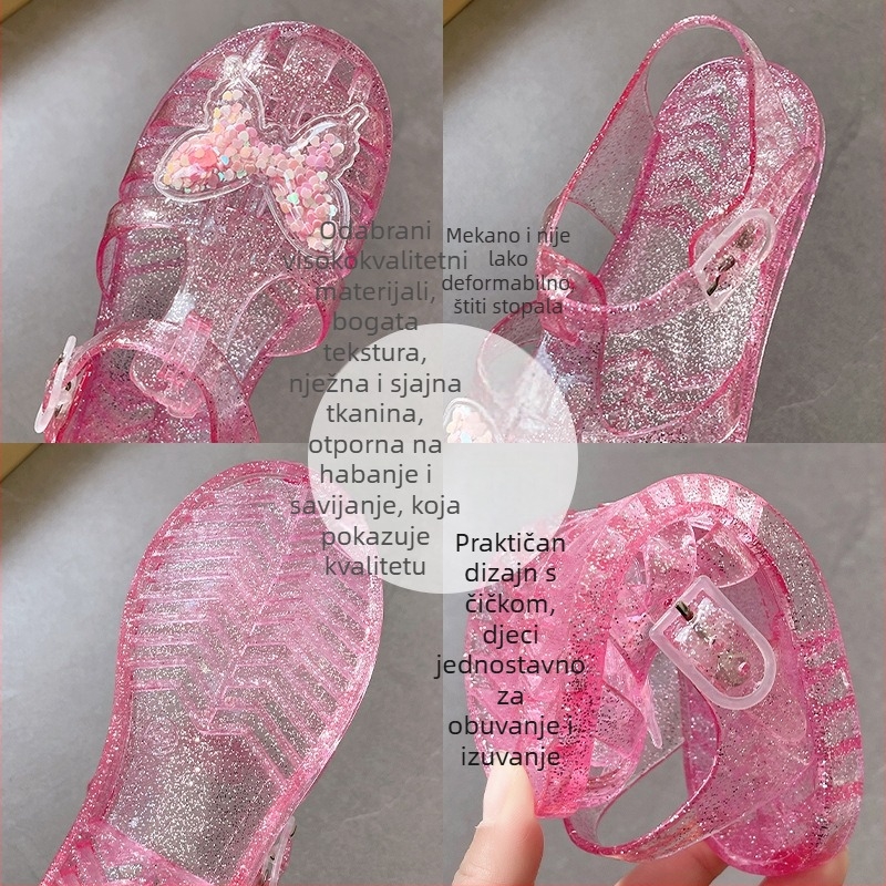 Dječje jelly sandale za ljeto, s prozračnim dizajnom princeze, udobne za plažu