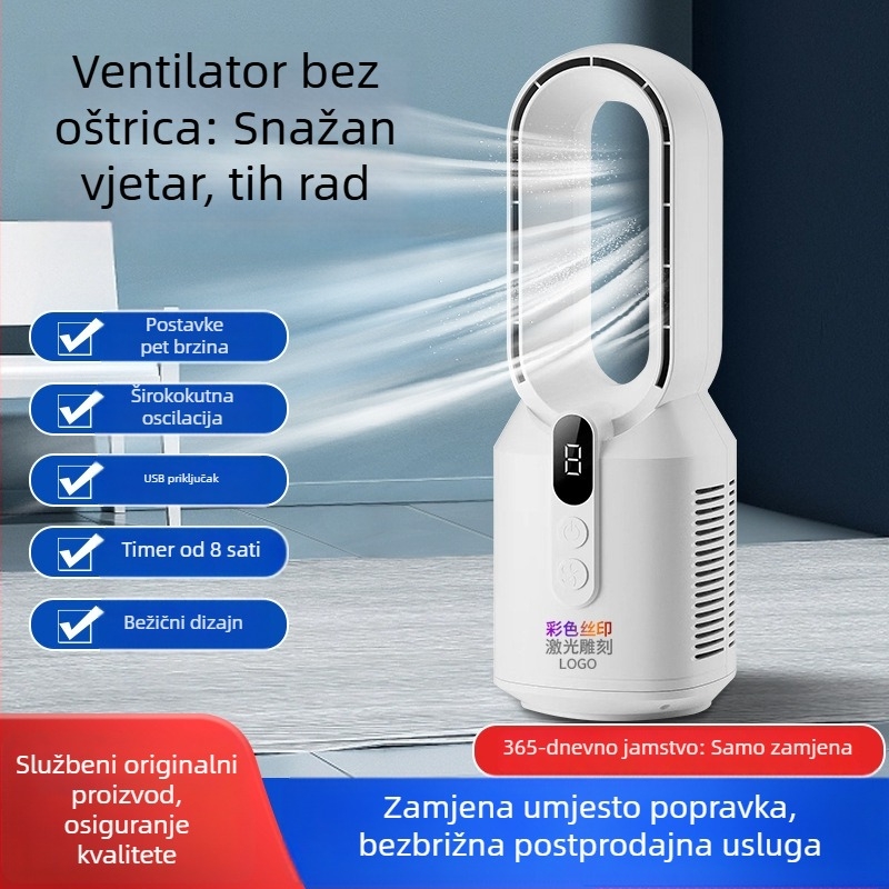 Novi punjivi bezlopatni ventilator za kućnu upotrebu, stolni bezlopatni ventilator, uspravan električni ventilator, ventilator za cirkulaciju zraka
