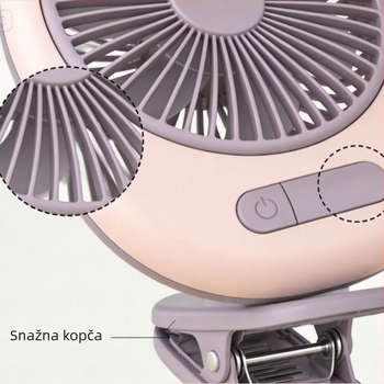 USB punjivi stolni ventilator s ugrađenom baterijom, kompaktne dizajna i prenosni, s klipsom