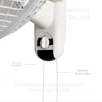 Zidni ventilator od 16 inča, 50W, 12V, prirodni vjetar, mehanički način rada, bez daljinskog upravljača, bez timera