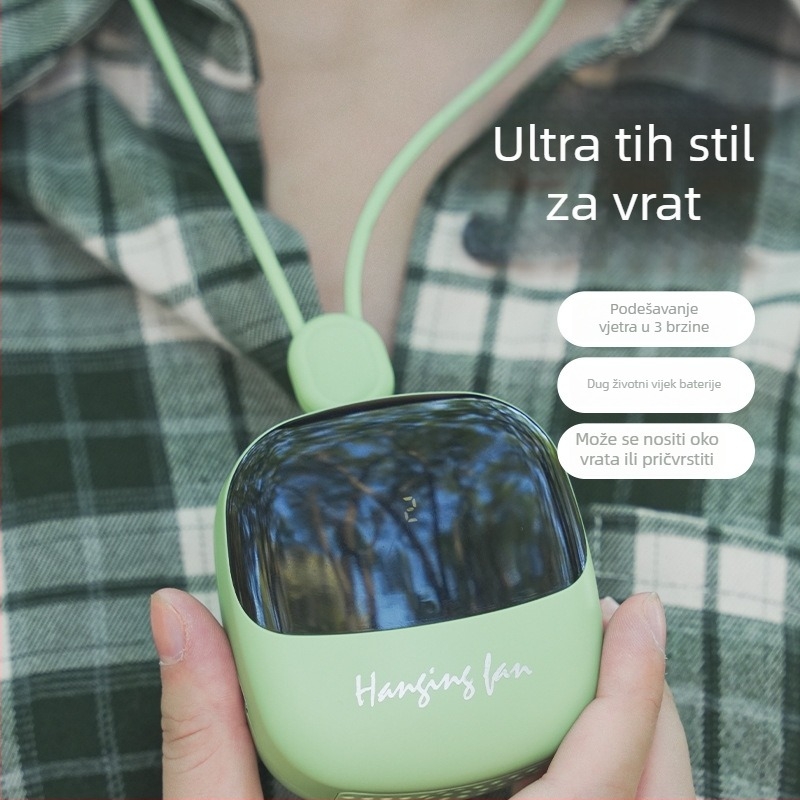 Mini bezlopatični vratni ventilator, USB punjivi, klips za sport, prenosni, s digitalnim zaslonom