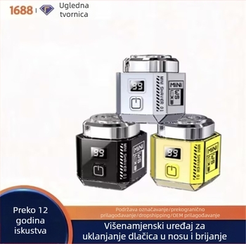 Električni mini brijač s dvostrukim noževima, prijenosni muški trimer za nosne dlake i bradu, punjivi