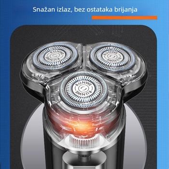RUNWE Longway električni brijač s plutajućom 3-glavnom rotacijskom glavom, punjiva ugrađena baterija