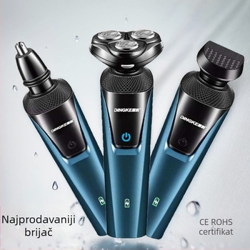 Dingke 8806 Set brijača s tri oštrice, 3-u-1 rotacijski brijač za muškarce, periva, USB punjenje
