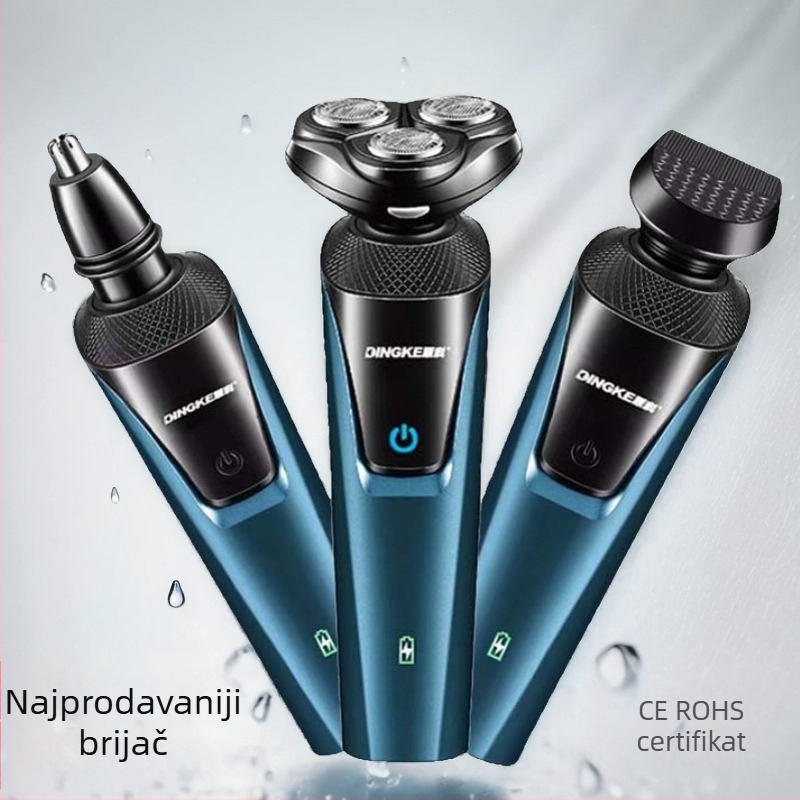Dingke 8806 Set brijača s tri oštrice, 3-u-1 rotacijski brijač za muškarce, periva, USB punjenje