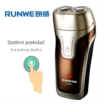RUNWE Langwei muški punjivi električni brijač s dvostrukom rotacijskom glavom Rs501, ugrađena baterija