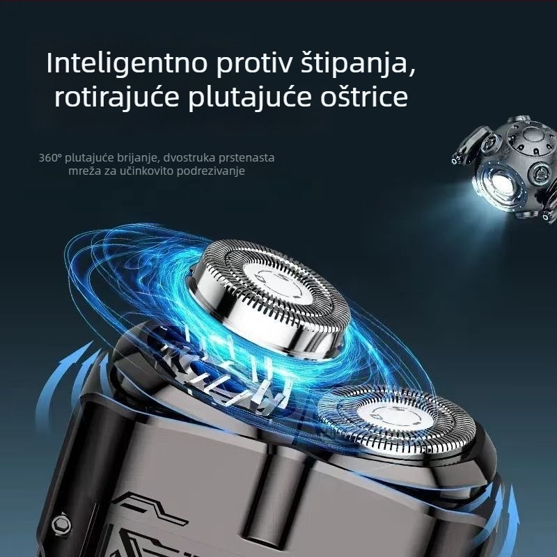 SID električni brijač za muškarce, potpuno periv, prenosiv i s punjivom baterijom, LED zaslon, plivajuća glava s dvostrukom oštricom, model HS7279