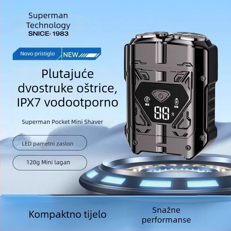 SID električni brijač za muškarce, potpuno periv, prenosiv i s punjivom baterijom, LED zaslon, plivajuća glava s dvostrukom oštricom, model HS7279