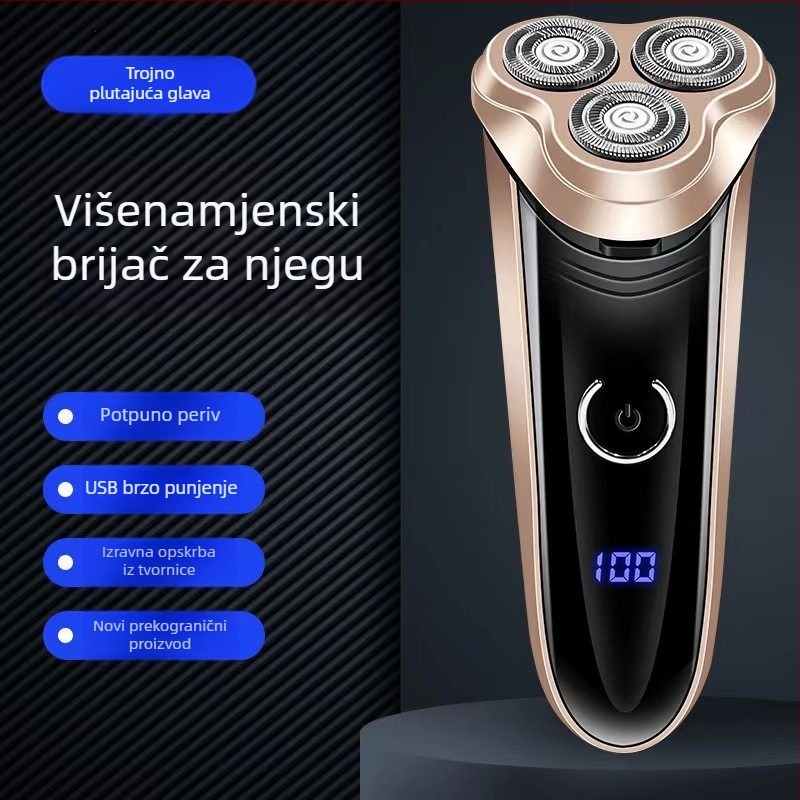 Feinette 5688 troglavi plutajući električni brijač za muškarce