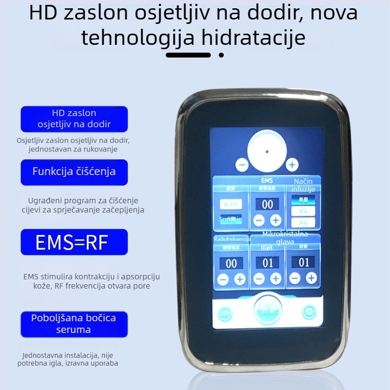 EMS uređaj za lice s nano‑mikrokrystalnom tehnologijom bez igle, vodeni svjetlosni instrument za profesionalnu upotrebu u salonu, infuzija seruma za lice, vanadij-titan