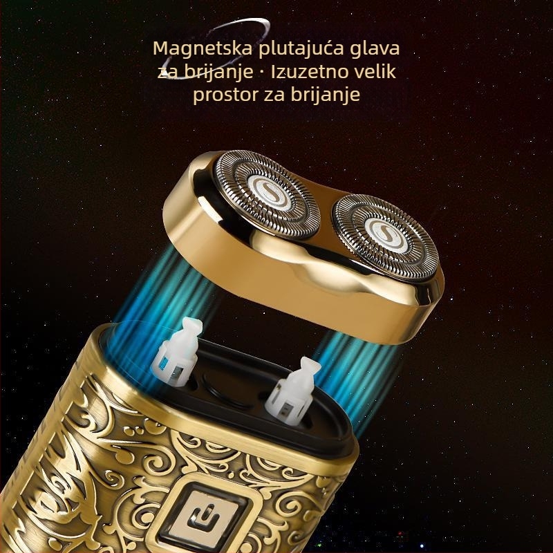 Nova USB punjiva muška električna britva s plivajućom glavom i dvostrukim rotorom — prijenosna i kompaktna