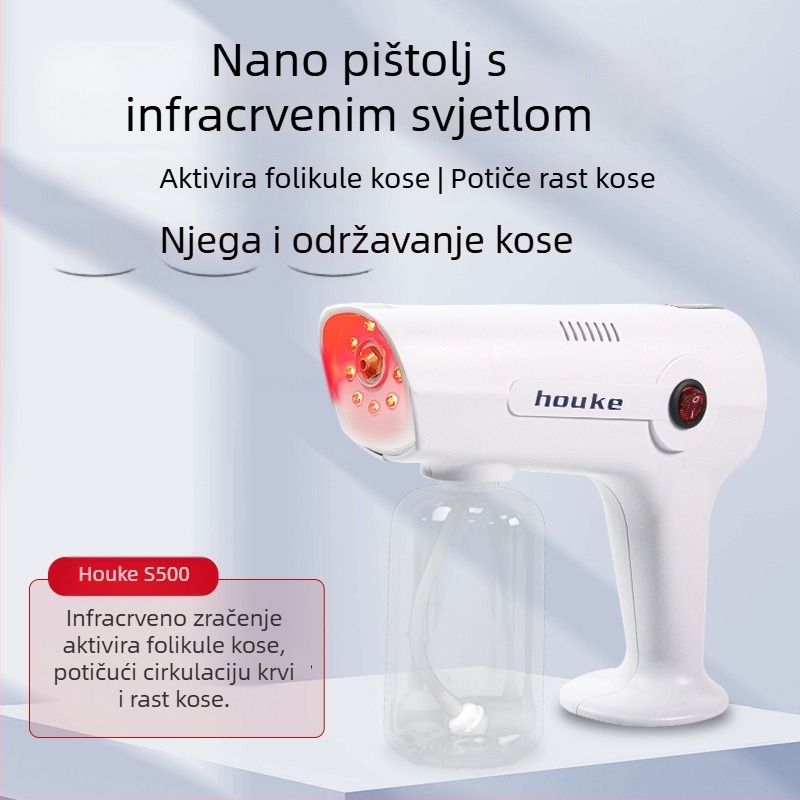 Nano raspršivač za njegu kose — ručni salonski uređaj za hidraciju, bojenje i terapiju plavim svjetlom
