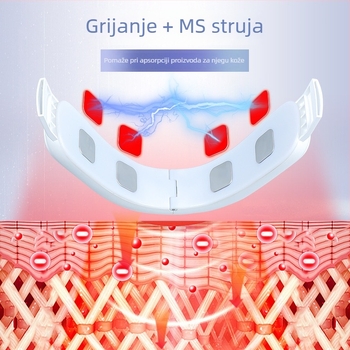 Masažer za lice s vibracijama za V-oblik konture lica, elektroterapijom, crveno-plava svjetlost