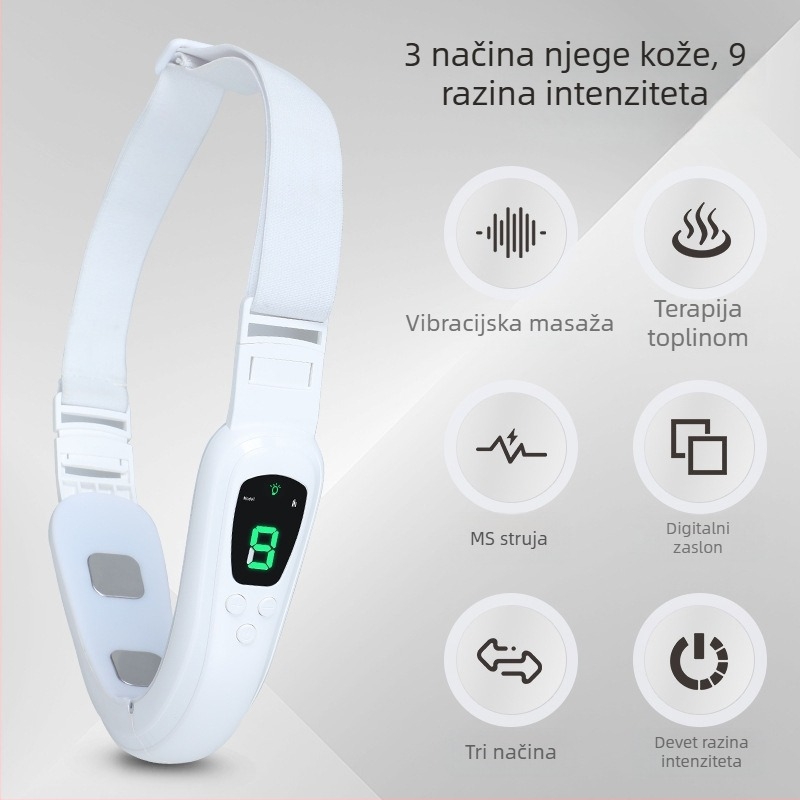 Masažer za lice s vibracijama za V-oblik konture lica, elektroterapijom, crveno-plava svjetlost