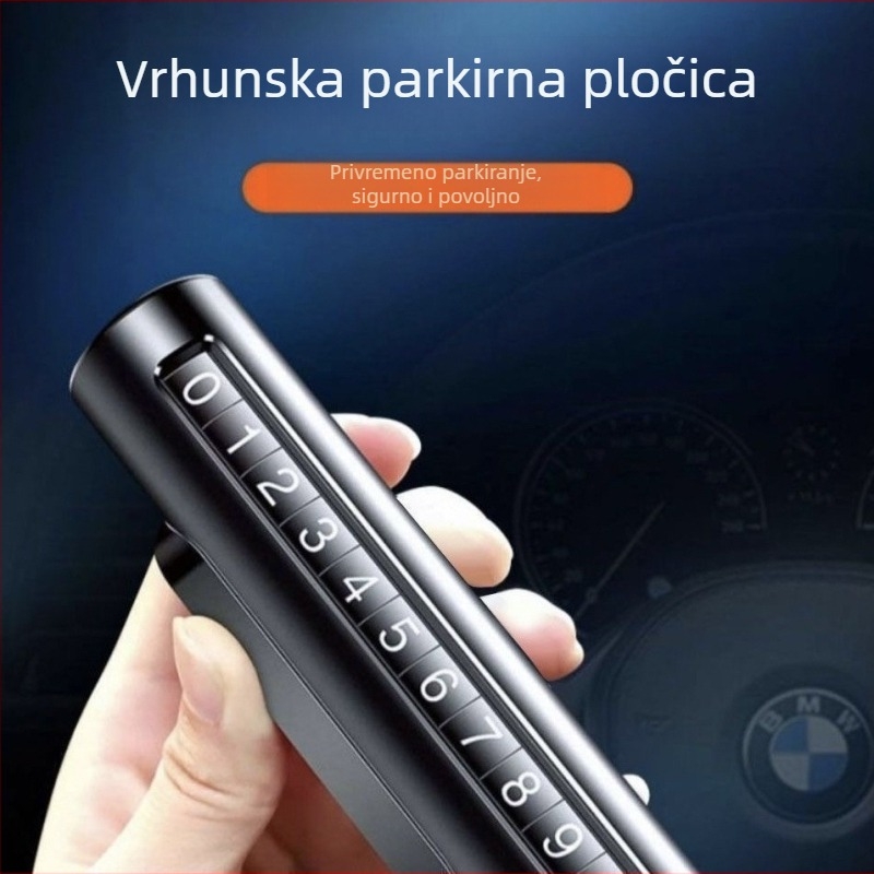 Privremena pločica za parkiranje s brojem, metalna, otporna na sunce, rotirajućeg tipa, visokokvalitetni pokretni znak registracije za automobile
