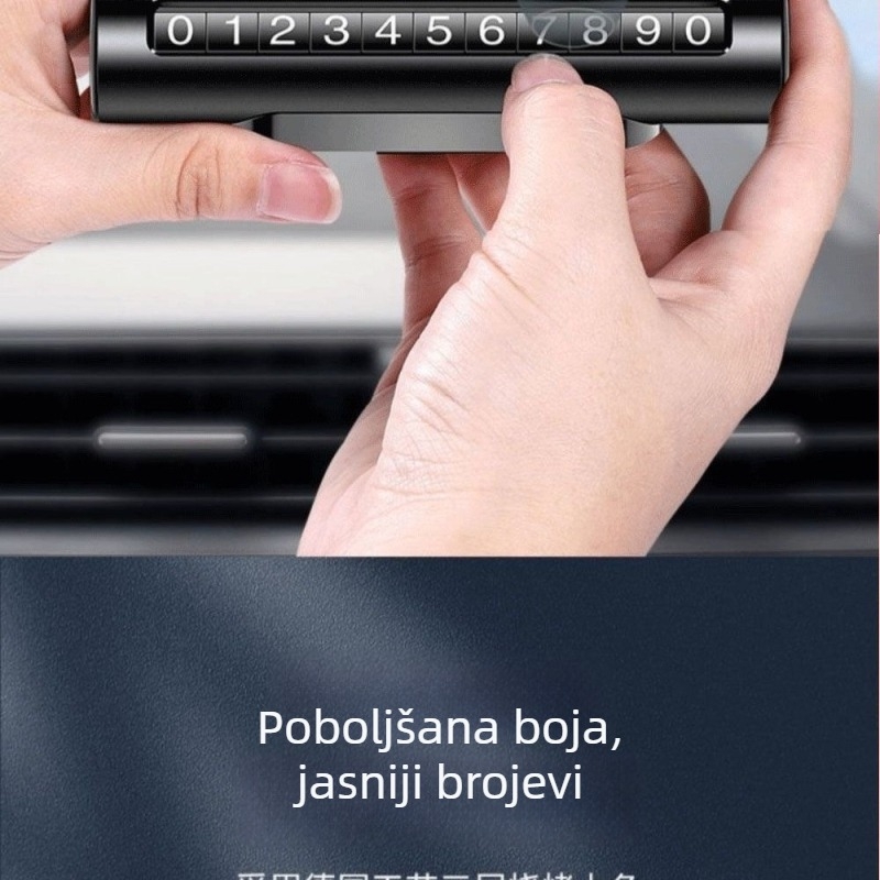 Privremena pločica za parkiranje s brojem, metalna, otporna na sunce, rotirajućeg tipa, visokokvalitetni pokretni znak registracije za automobile