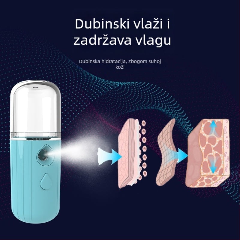Prijenosni punjivi uređaj za dezinfekciju i hidrataciju s alkoholnim sprejem i atomiziranim mlazom