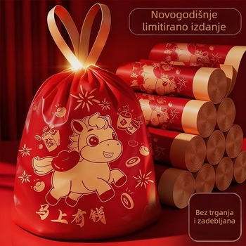 Kese za otpad sa šnurlom, otporne na kidanje, debele, velike za kućanstvo, tiskane plastične vrećice