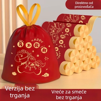 Kese za otpad sa šnurlom, otporne na kidanje, debele, velike za kućanstvo, tiskane plastične vrećice