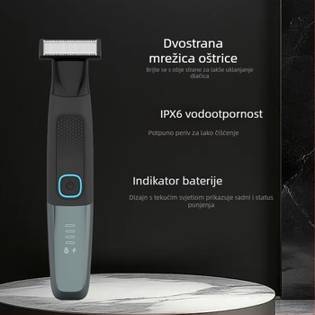 Vodootporan električni brijač za muškarce s prikazom napajanja, trimerom za pazuhe i uređajem za epilaciju