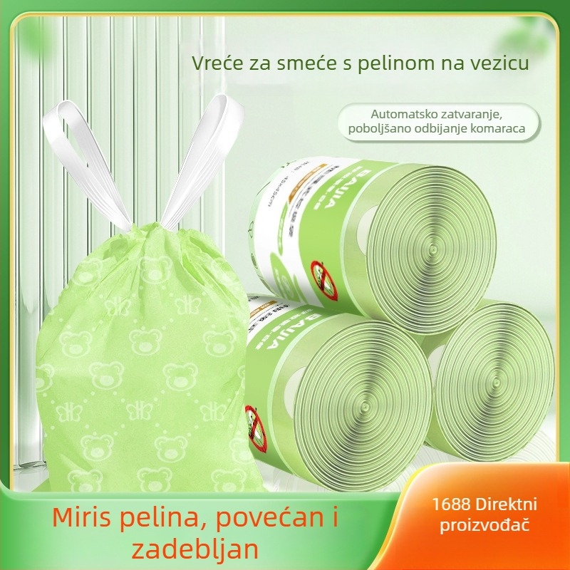 Kanta za smeće s mirisom Mugworta i repelentom protiv komaraca, kućna upotreba, sa šnurkom, zadebljana, od srednje do ekstra velike veličine