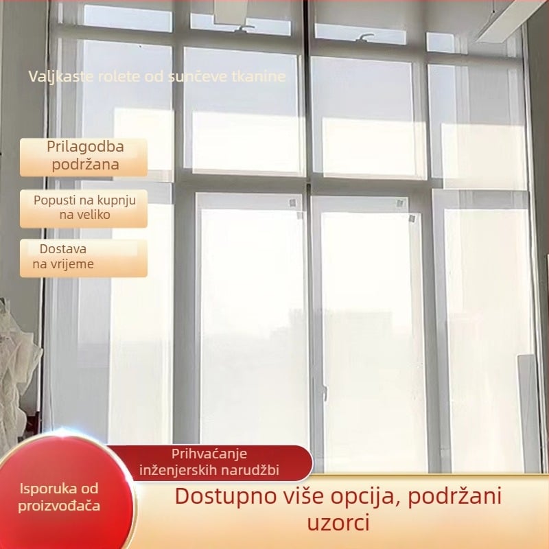 Rolete od sunčane tkanine za ured i balkon – potpuno zatamnjenje ili polusjenilo, bijela/siva/bež, moderan minimalistički stil