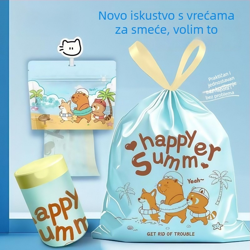 Vrećice za smeće s vezicama, bez kidanja, s mirisom cvjetne vode, ekstra velike i debele, kućne plastične vrećice za dom i kuhinju